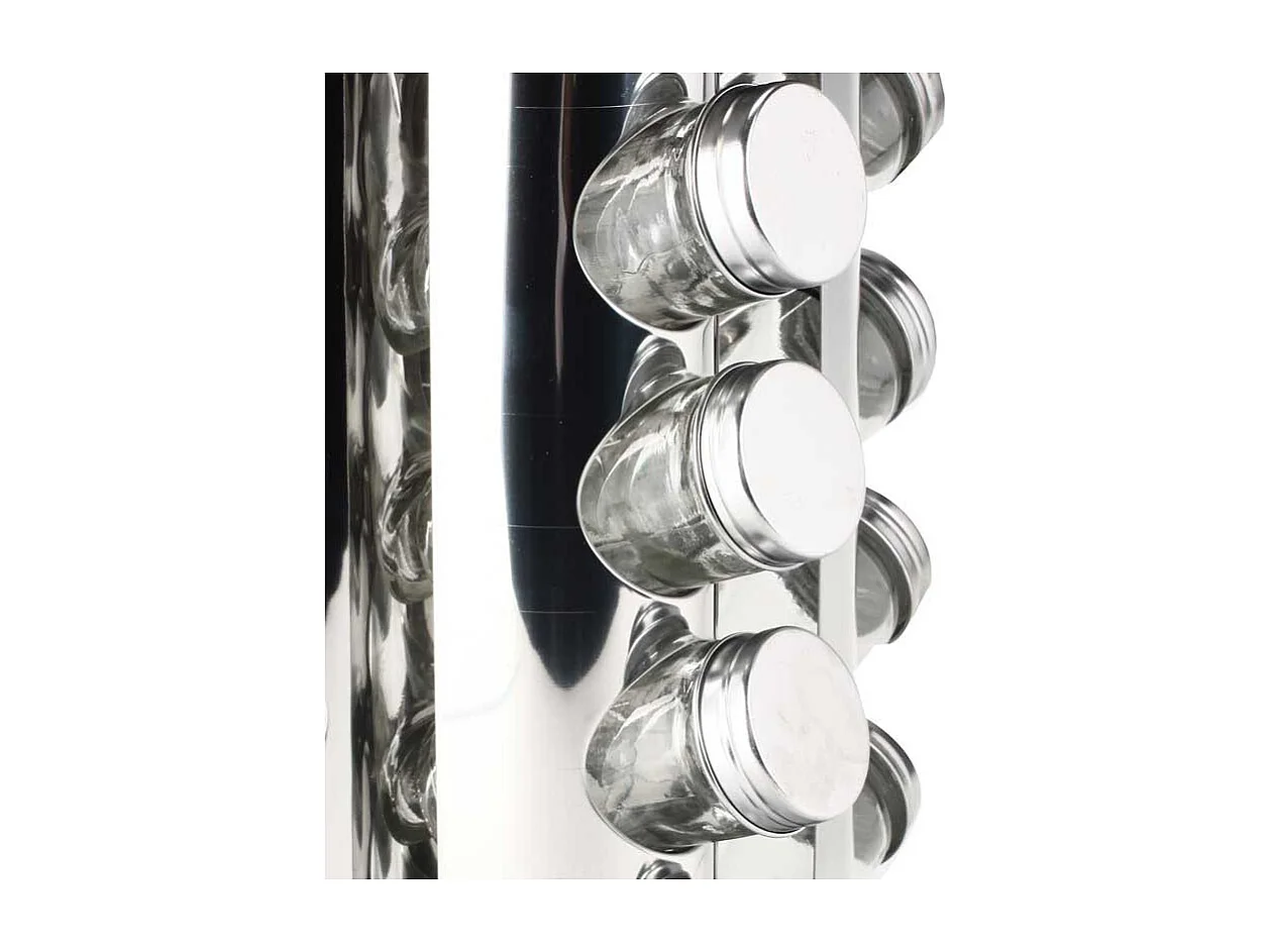 Présentoir à Épices 16 Pots "Inox" 27cm Argent
