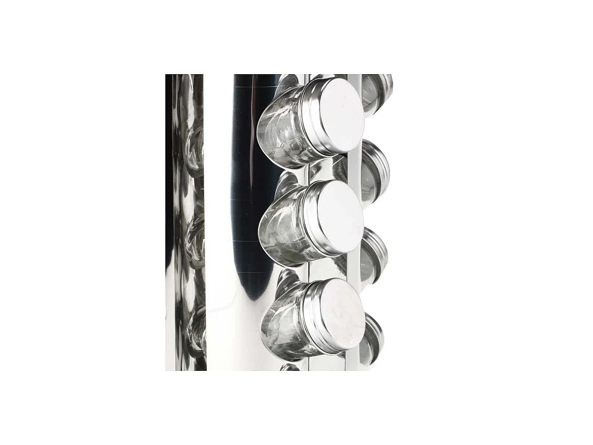 Présentoir à Épices 16 Pots "Inox" 28cm Argent