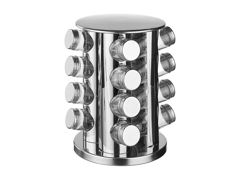 Présentoir à Épices 16 Pots "Inox" 27cm Argent