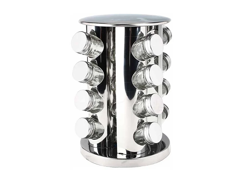Présentoir à Épices 16 Pots "Inox" 27cm Argent