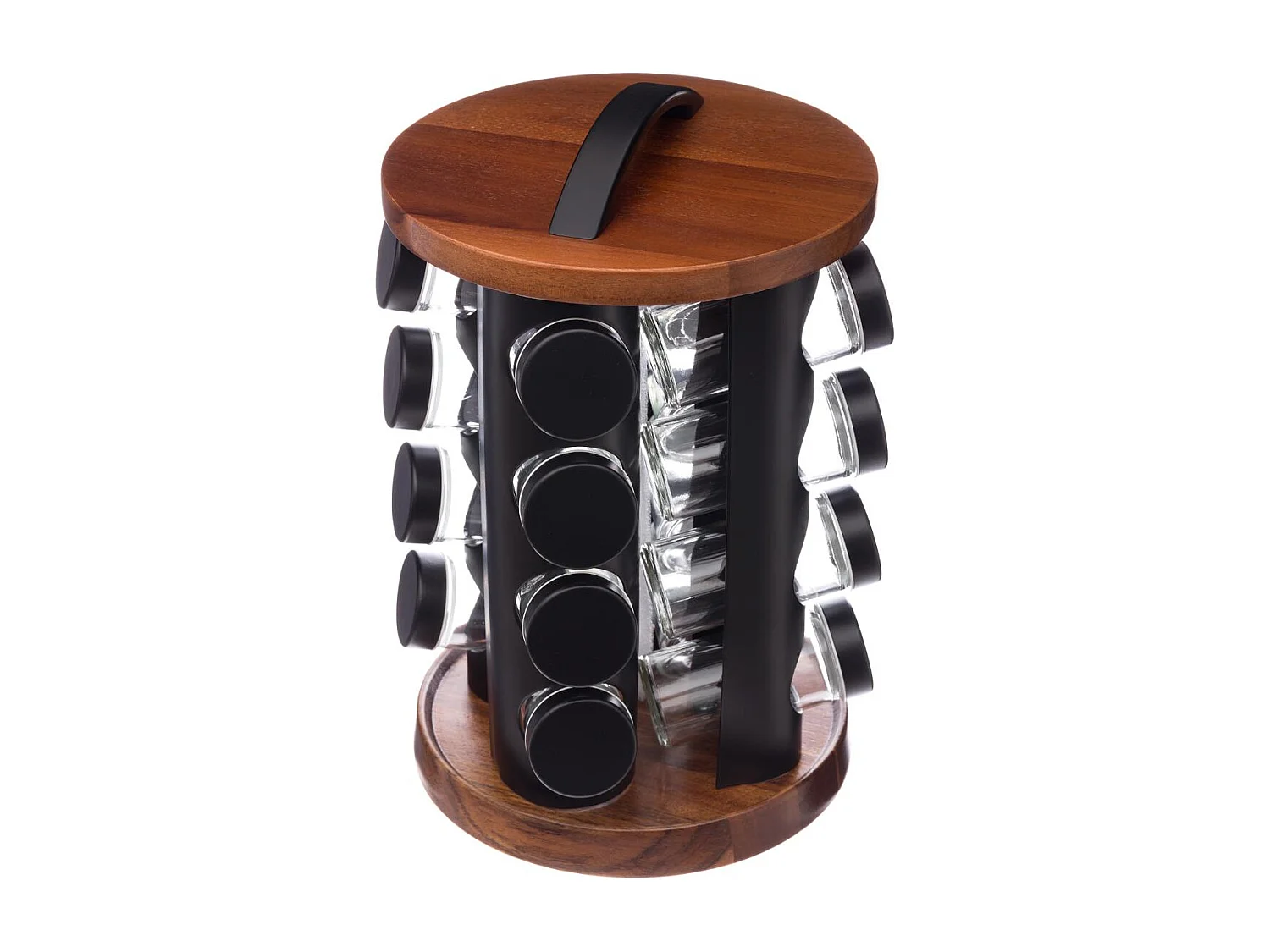 Présentoir à Epices Rotatif "Acacia" 16 Pots Naturel