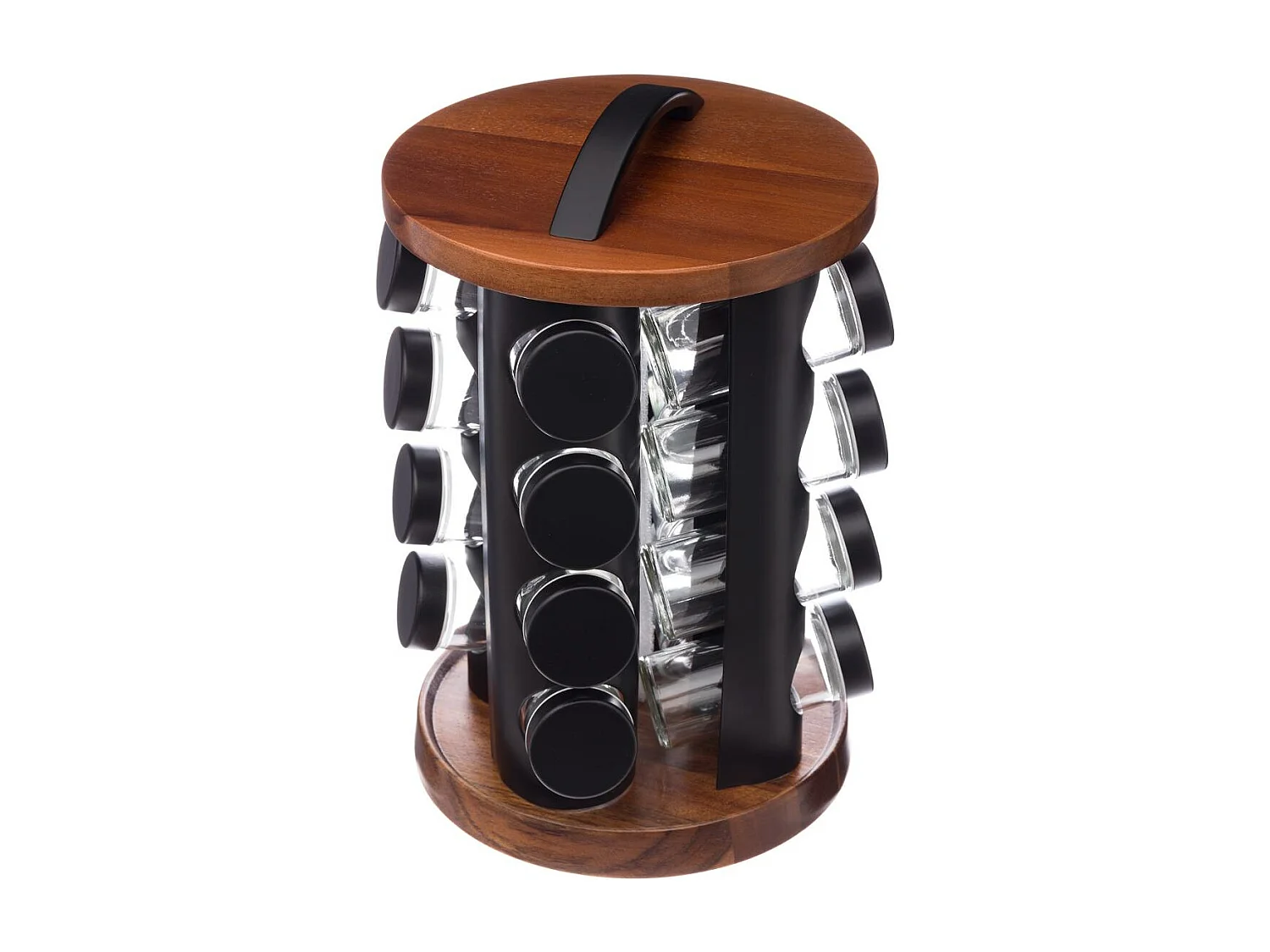 Présentoir à Epices Rotatif "Acacia" 16 Pots Naturel