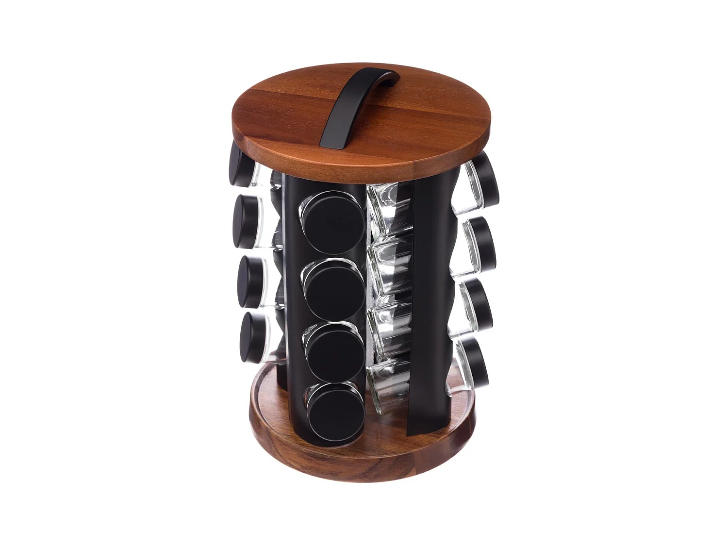 Présentoir à Epices Rotatif "Acacia" 16 Pots Naturel