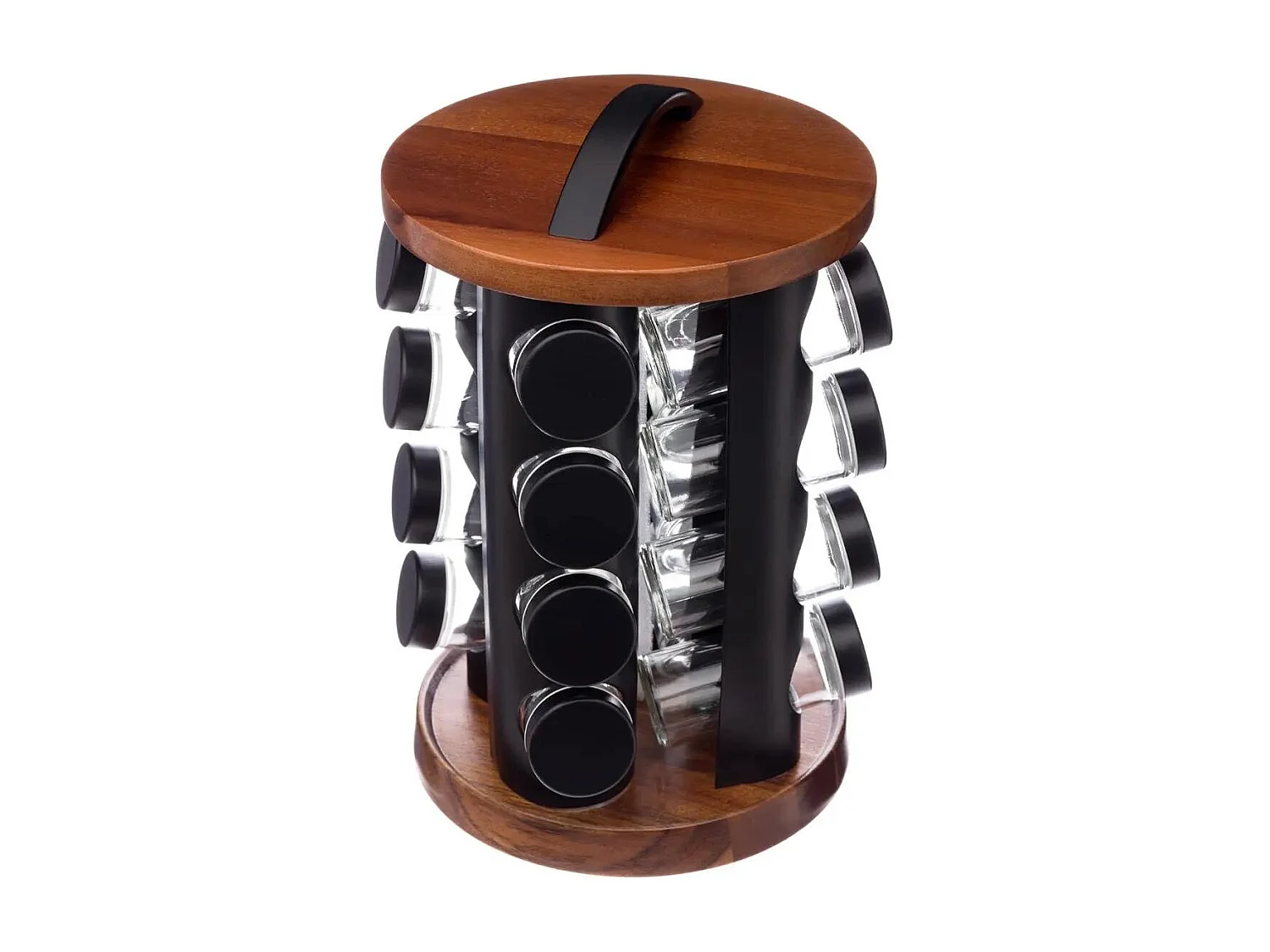 Présentoir à Epices Rotatif "Acacia" 16 Pots Naturel