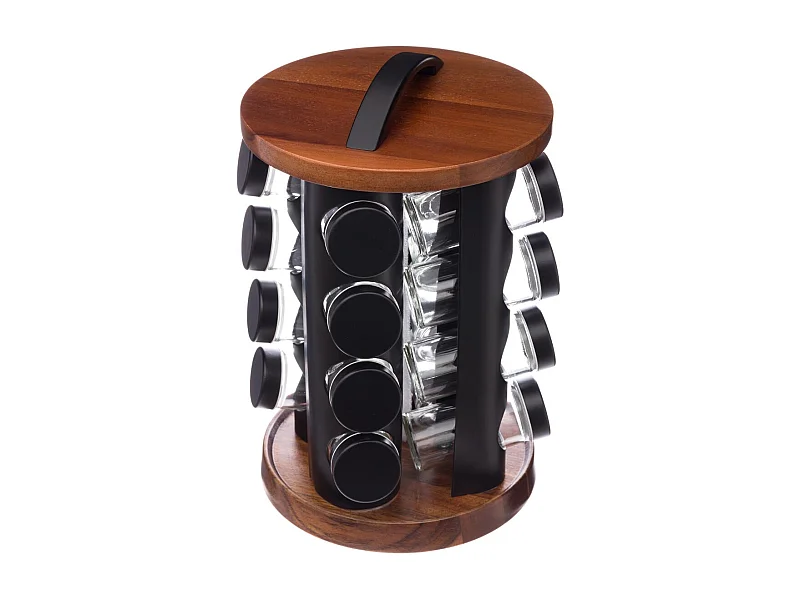 Présentoir à Epices Rotatif "Acacia" 16 Pots Naturel