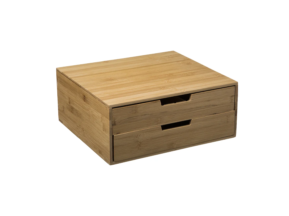 Porte-Capsules "2 Tiroirs" 34cm Naturel