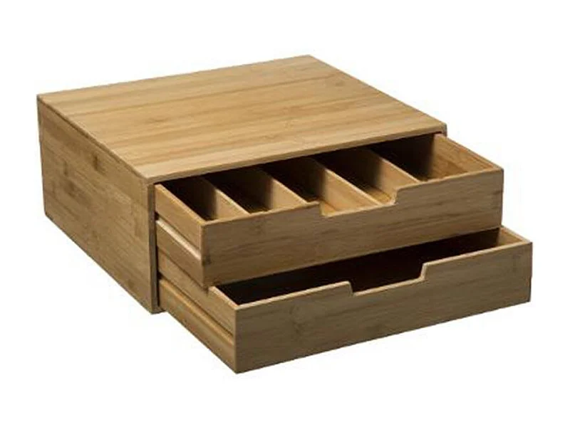 Porte-Capsules "2 Tiroirs" 34cm Naturel