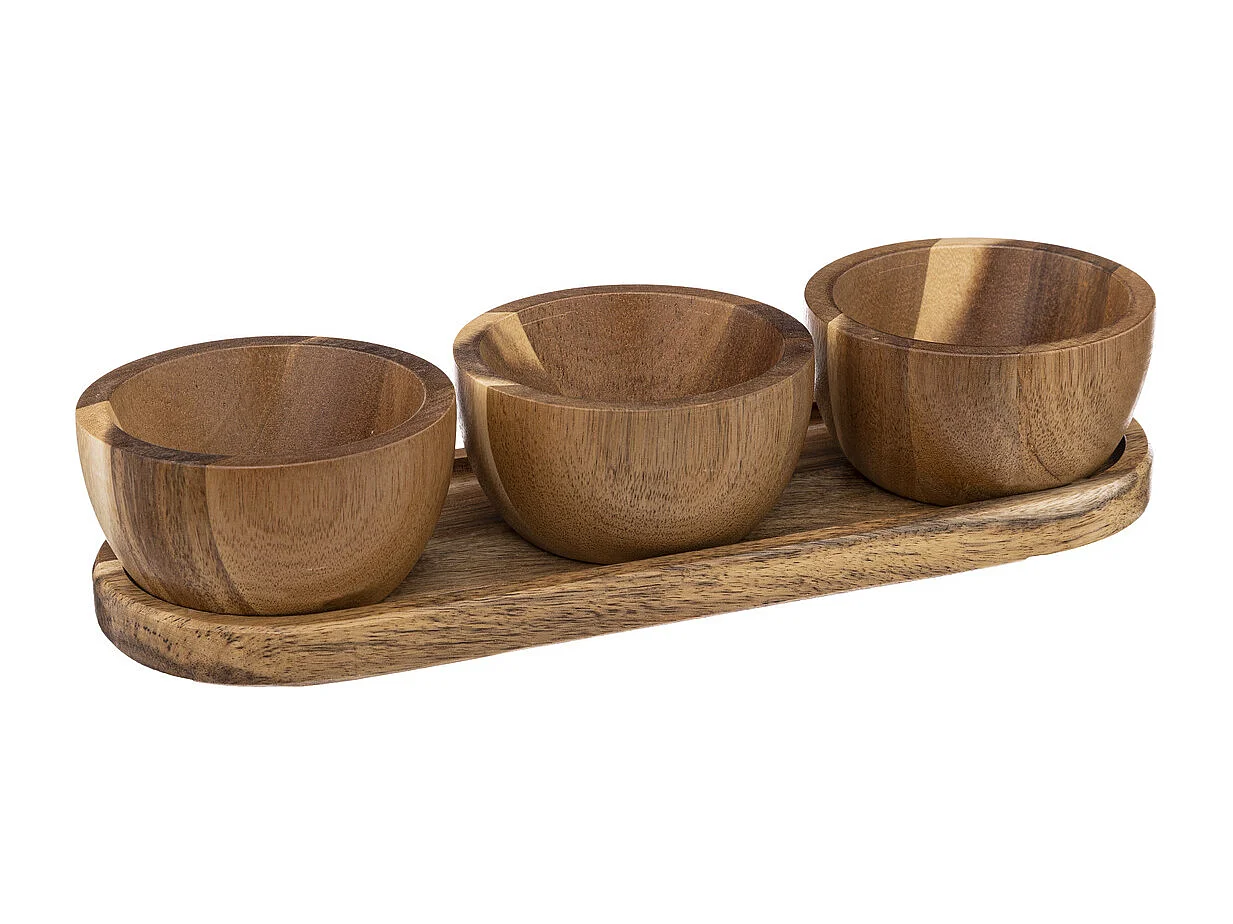 Set Apéritif 4 Pièces "Alicante" 30cm Marron