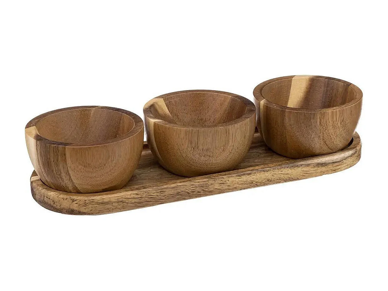 Set Apéritif 4 Pièces "Alicante" 30cm Marron