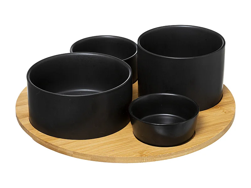 Set Apéritif 5 Pièces "Modern Wood" 33cm Noir