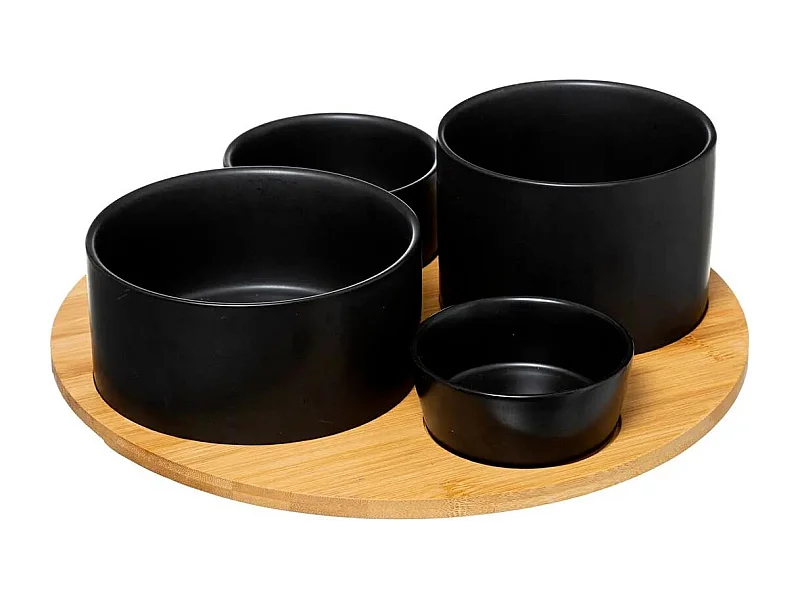 Set Apéritif 5 Pièces "Modern Wood" 33cm Noir