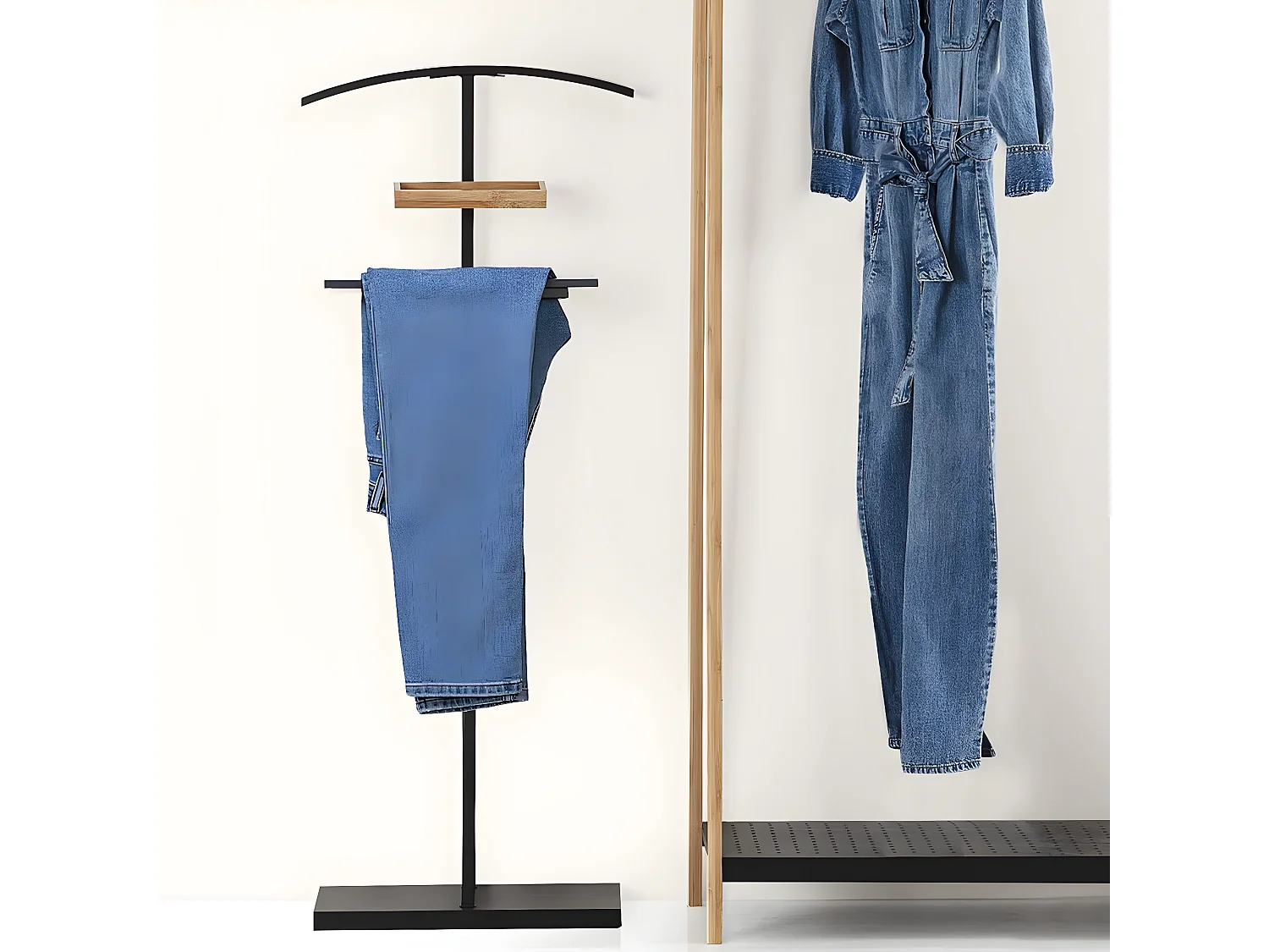 Valet de Chambre Design "Bambou" 114cm Noir