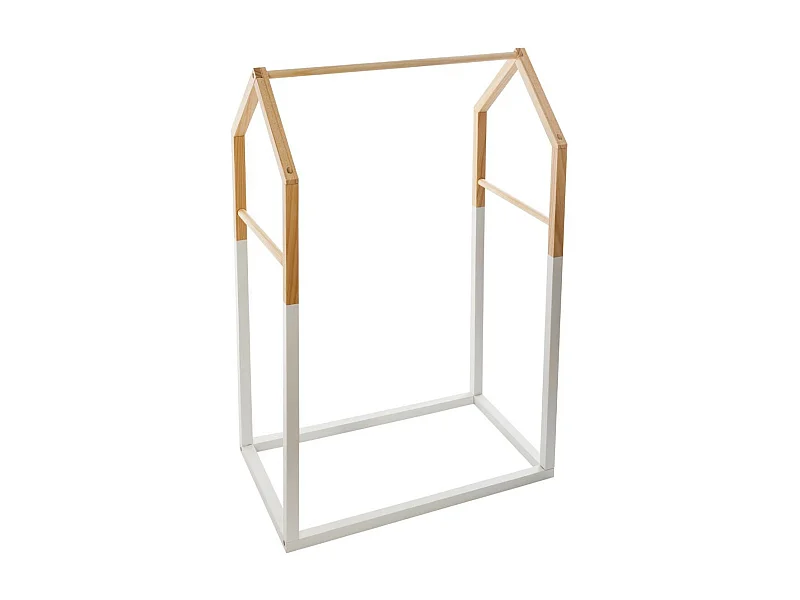 Cabideiro Infantil Casa 3 Barras Branco-Carvalho 60 cm