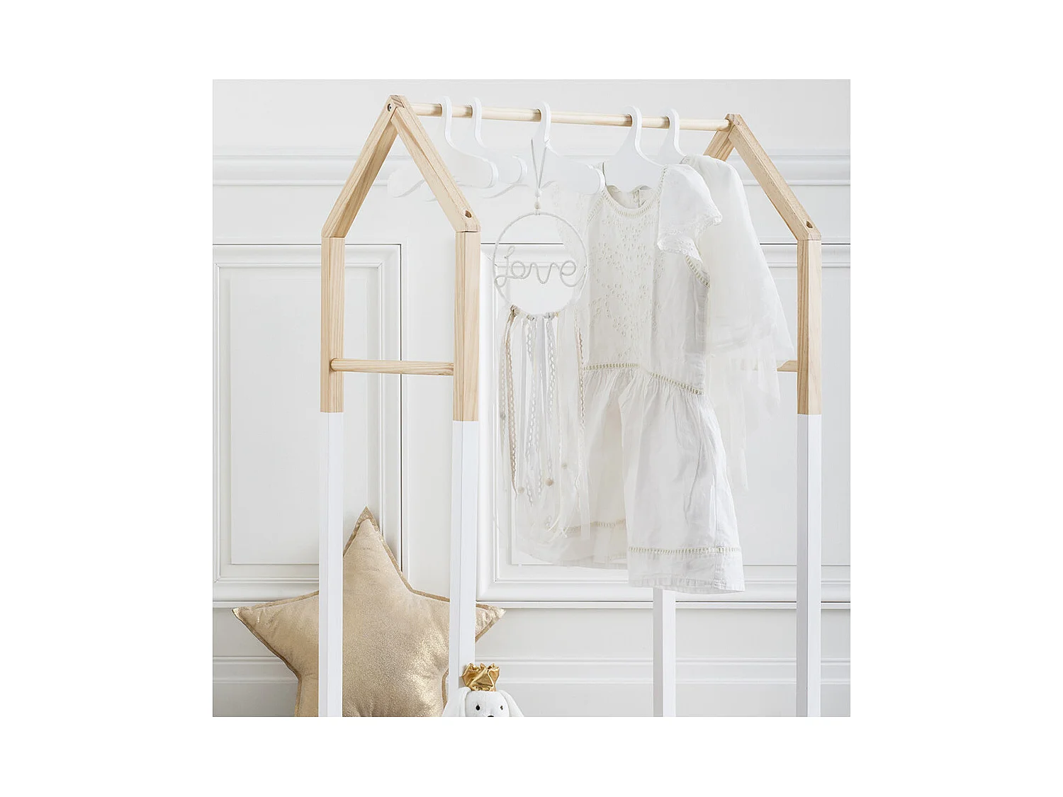 Penderie Enfant en Bois "House" 100cm Blanc