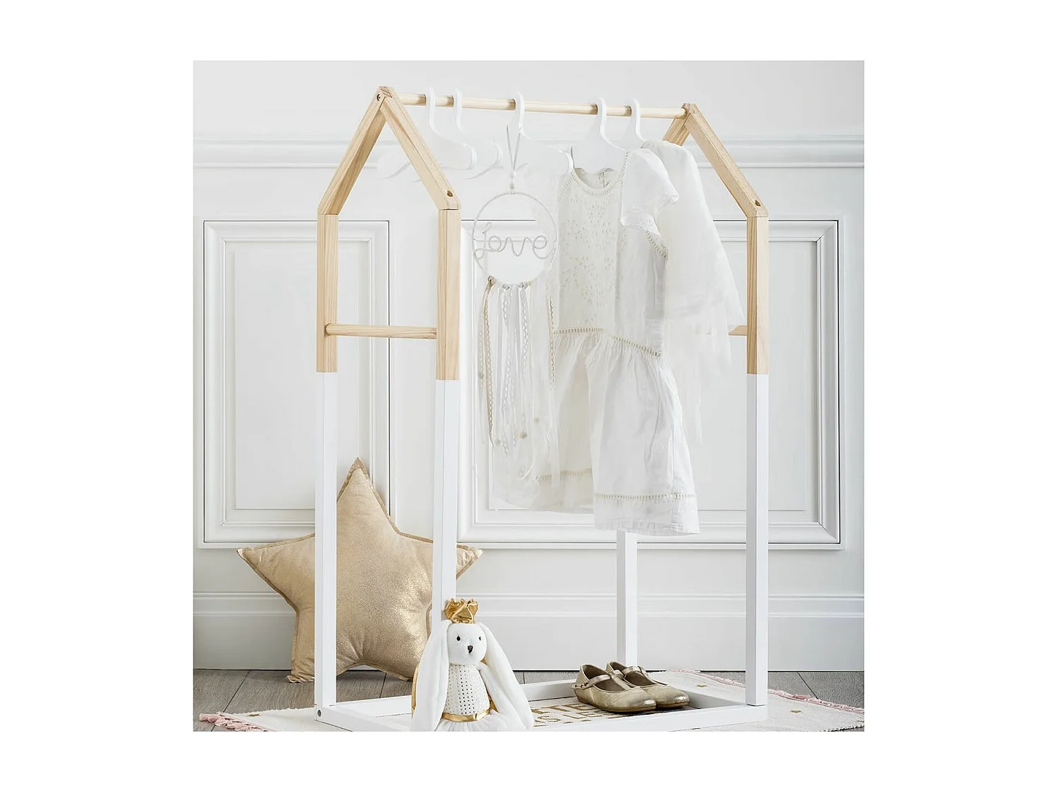 Penderie Enfant en Bois "House" 100cm Blanc