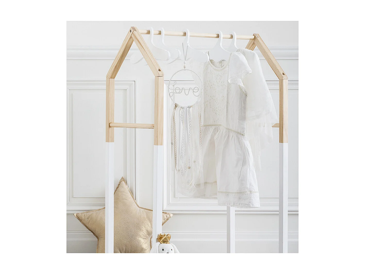 Penderie Enfant en Bois "House" 100cm Blanc