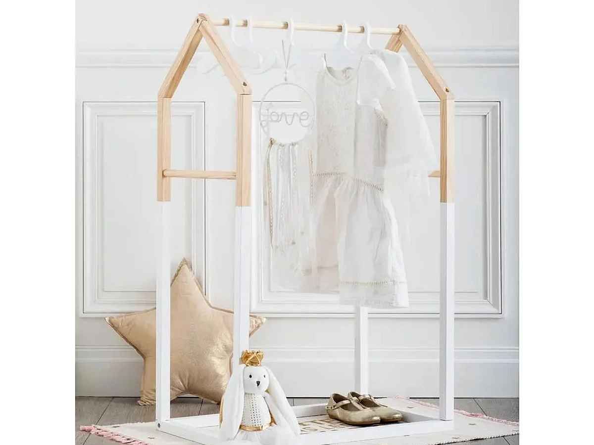 Penderie Enfant en Bois "House" 100cm Blanc