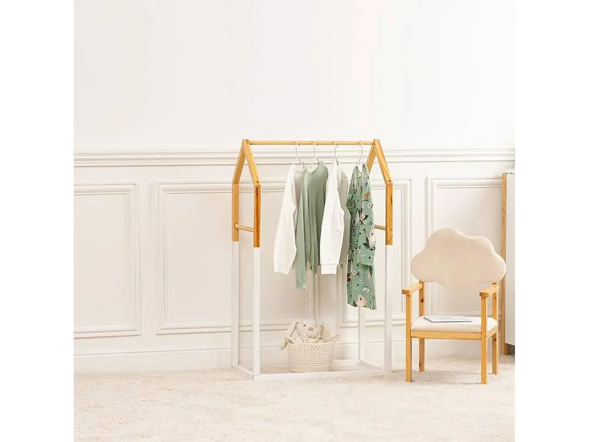 Penderie Enfant en Bois "House" 100cm Blanc