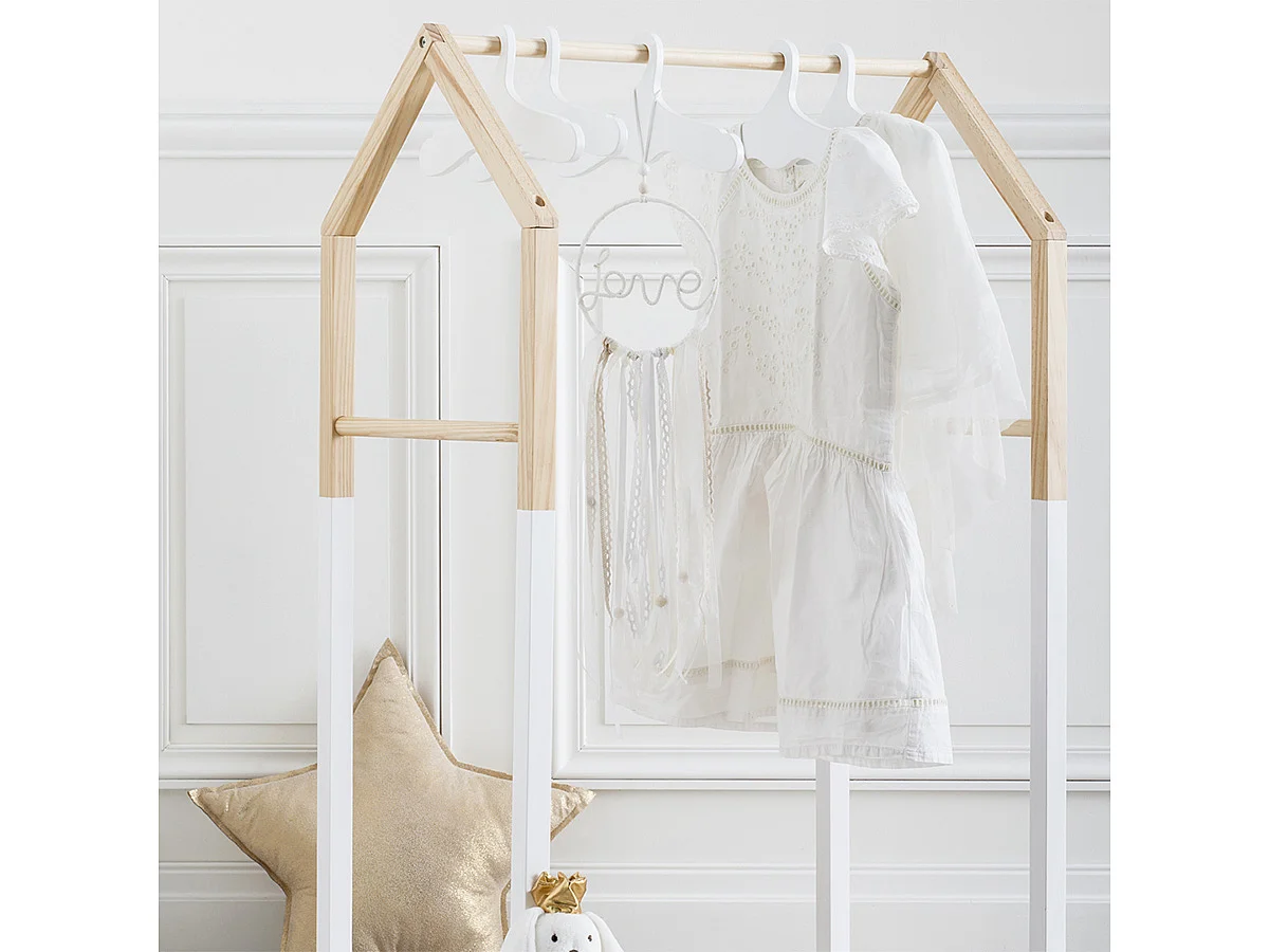 Penderie Enfant en Bois "House" 100cm Blanc