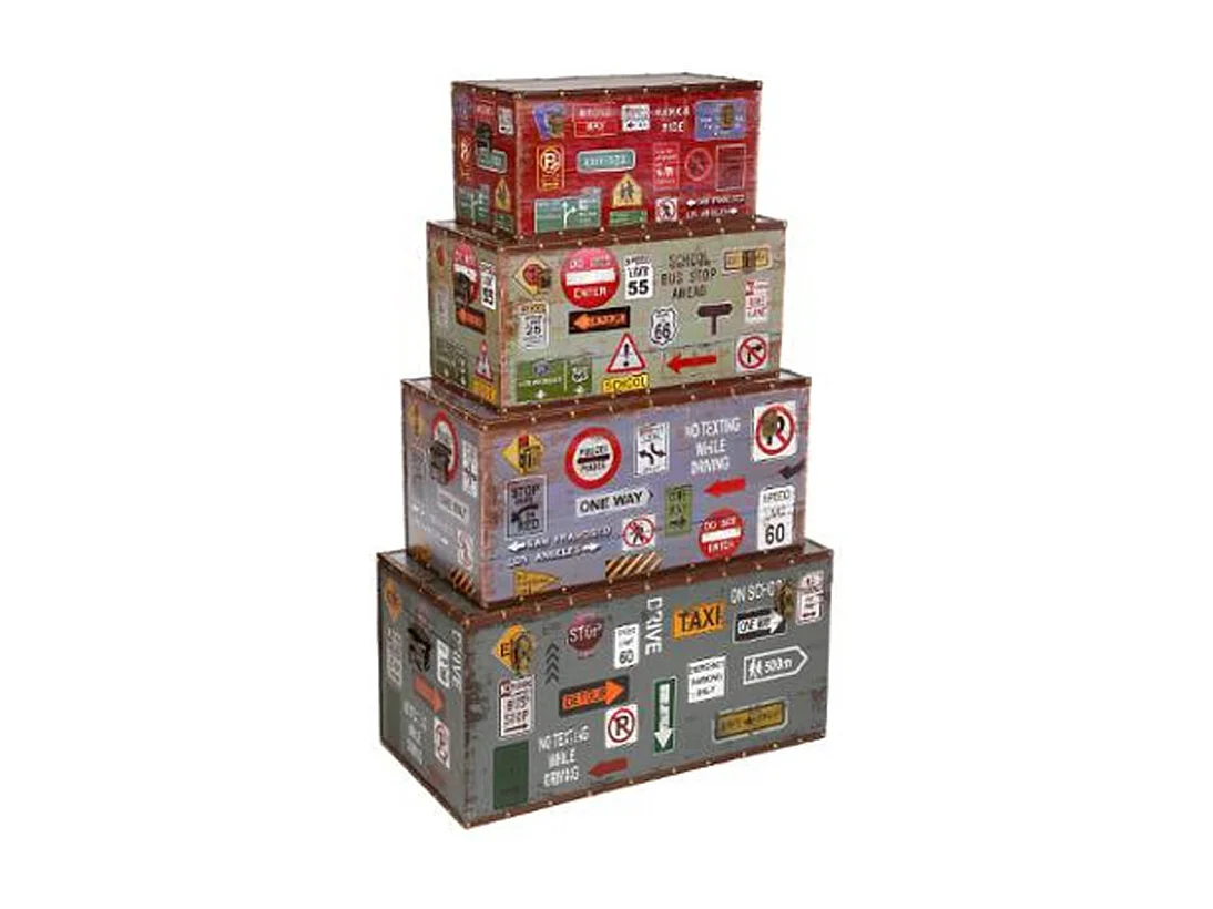 Lot de 4 Malles de Rangement "City" 80cm Multicolore