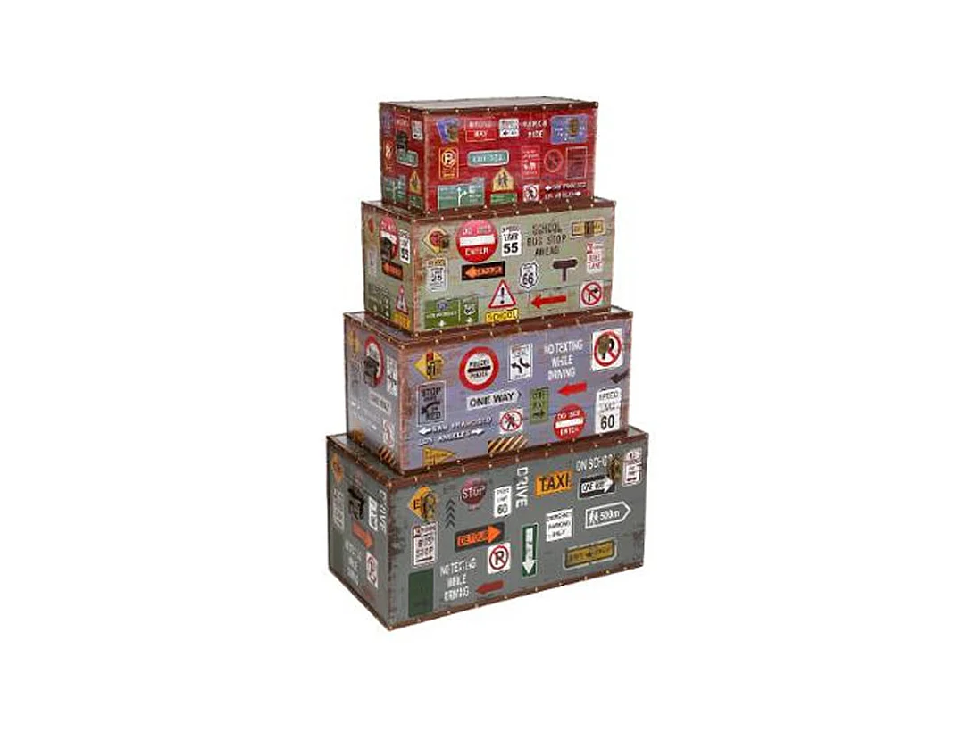 Lot de 4 Malles de Rangement "City" 80cm Multicolore