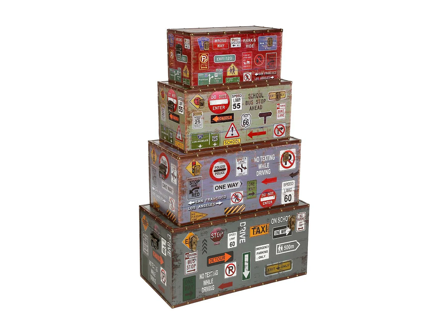 Lot de 4 Malles de Rangement "City" 80cm Multicolore