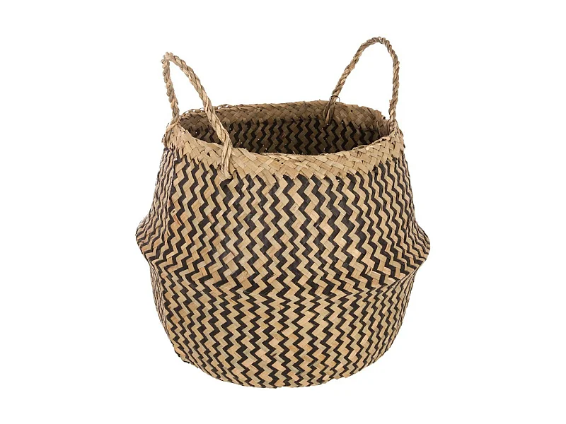 Panier de Rangement Pliable à Anses "Seagrass" 40cm Noir & Naturel