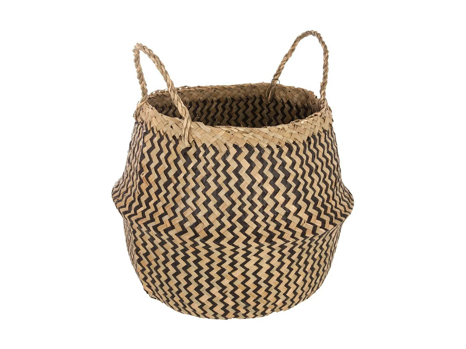 Panier de Rangement Pliable à Anses "Seagrass" 40cm Noir & Naturel