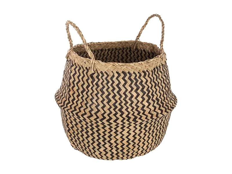 Panier de Rangement Pliable à Anses "Seagrass" 40cm Noir & Naturel
