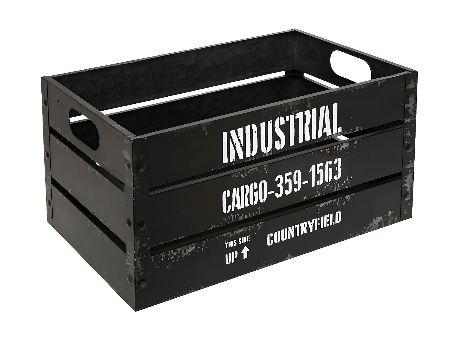 Lot de 3 Cagettes de Rangement "Indus" 50cm Noir