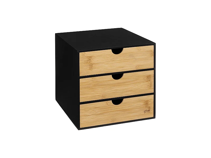 Tour de Rangement Bureau Carrée "Bava" 31cm Noir