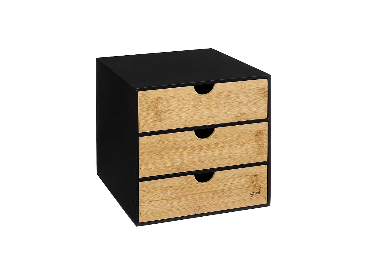 Tour de Rangement Bureau Carrée "Bava" 31cm Noir