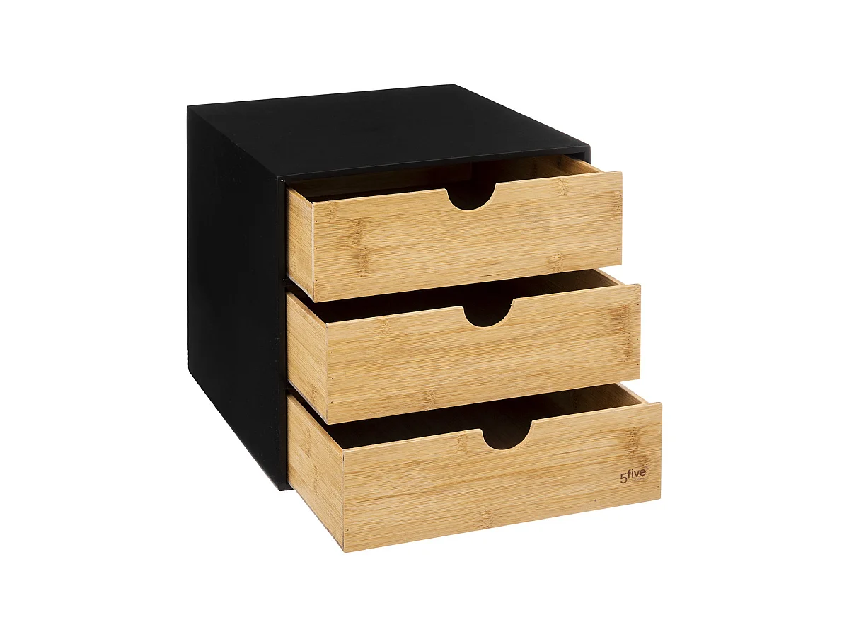 Tour de Rangement Bureau Carrée "Bava" 31cm Noir