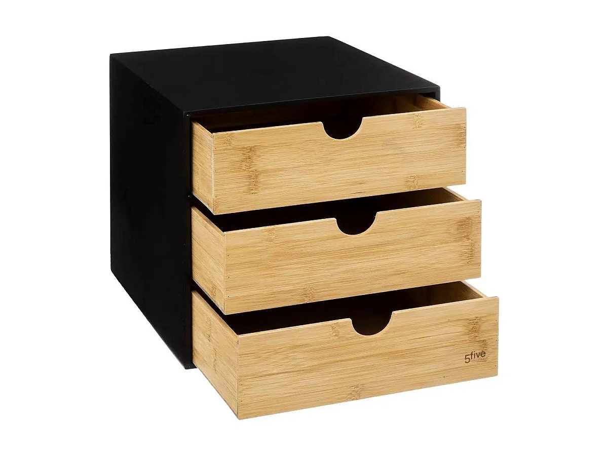 Tour de Rangement Bureau Carrée "Bava" 31cm Noir
