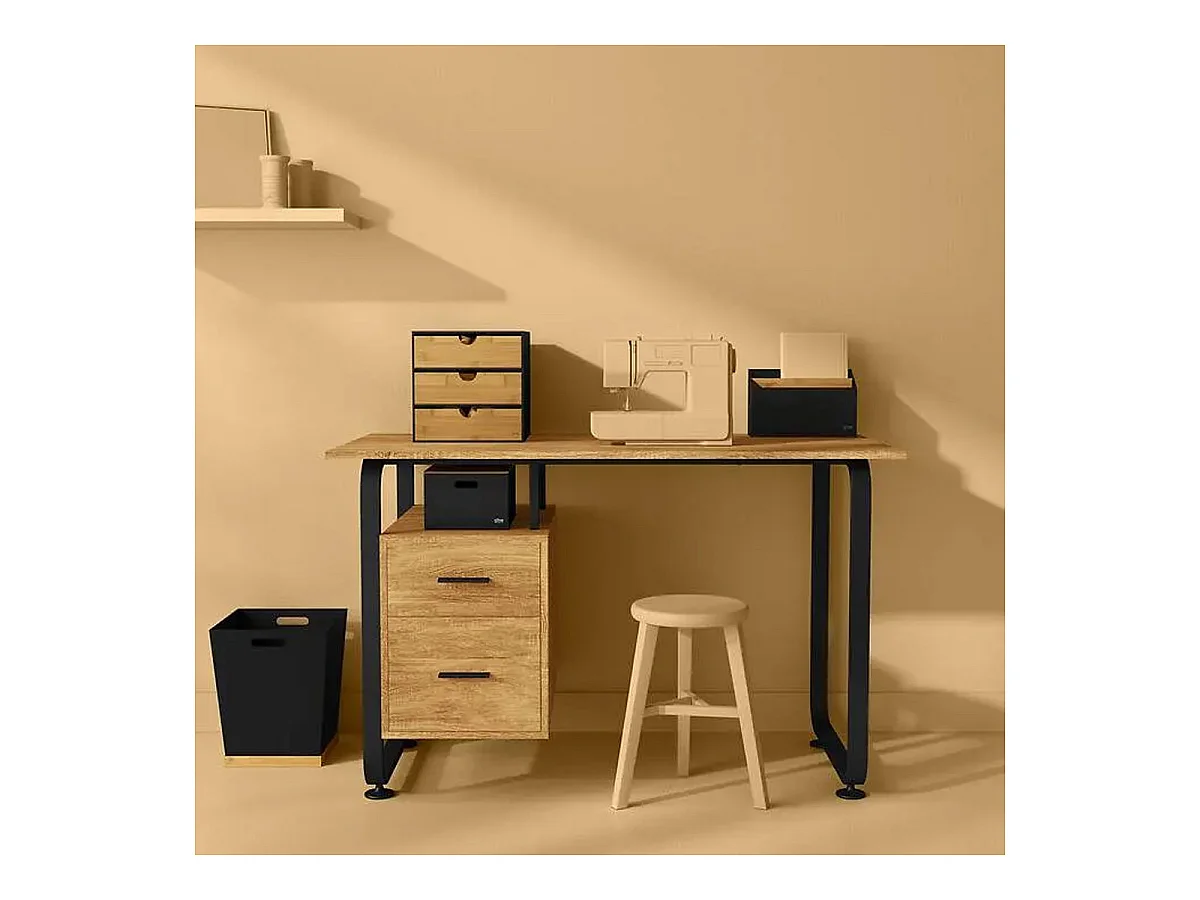Tour de Rangement Bureau Carrée "Bava" 31cm Noir