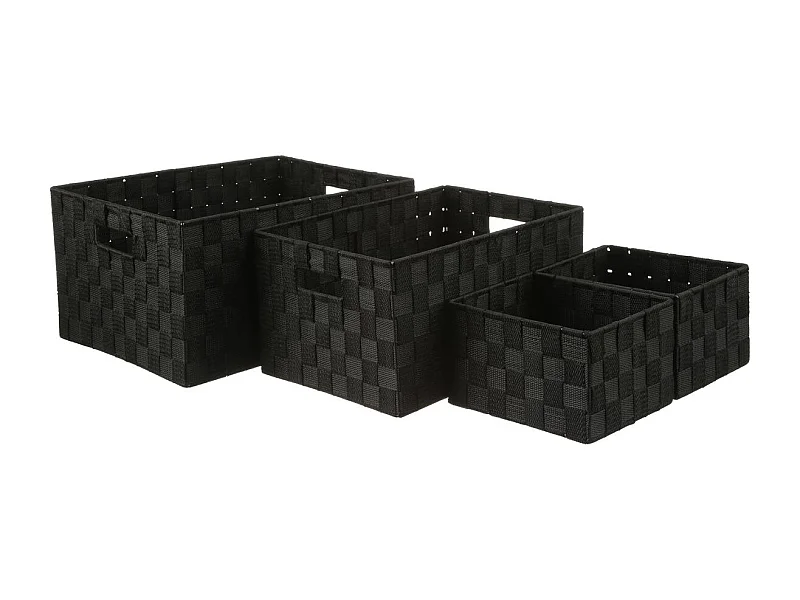 Lot de 4 Paniers de Rangement "Déco" 38cm Noir