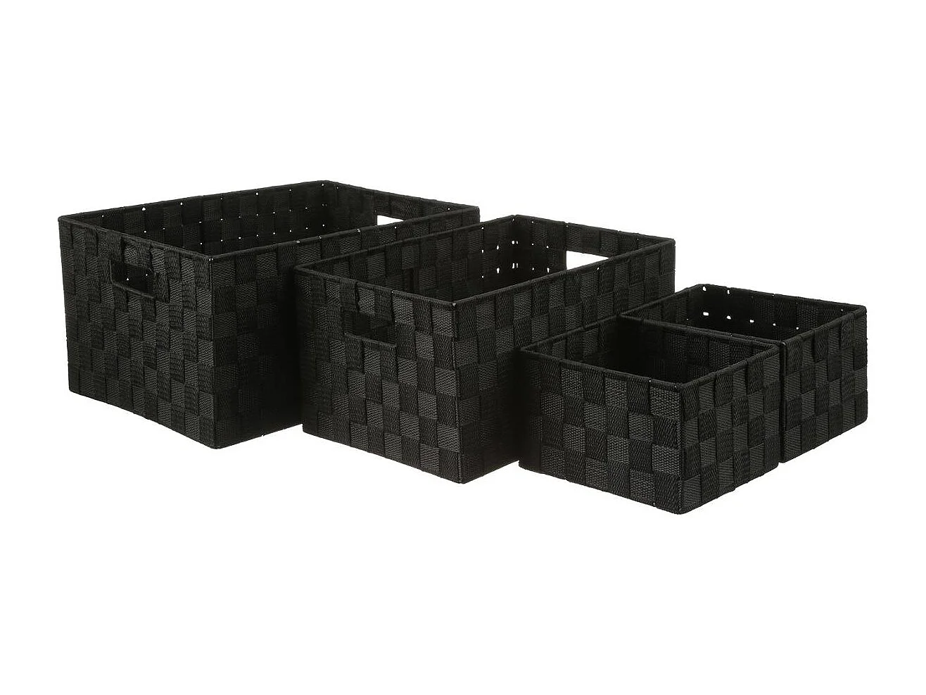 Lot de 4 Paniers de Rangement "Déco" 38cm Noir