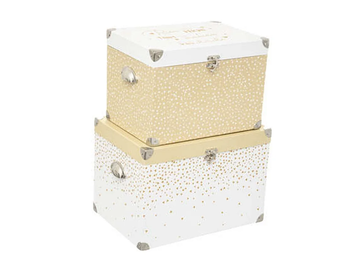 Lot de 2 Coffres de Rangement "Carton" 39cm Beige