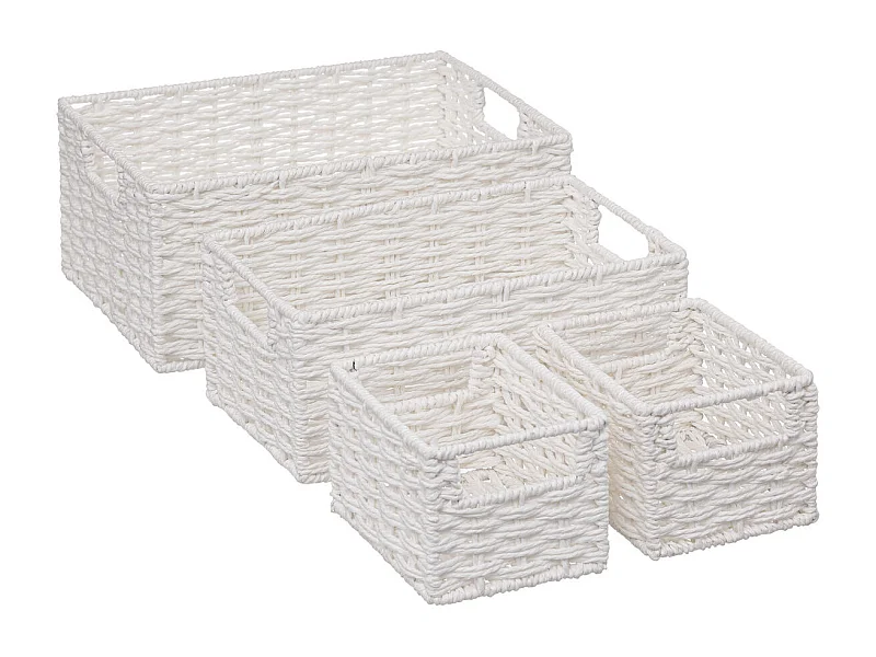 Lot de 4 Paniers de Rangement "Costa" 32cm Blanc