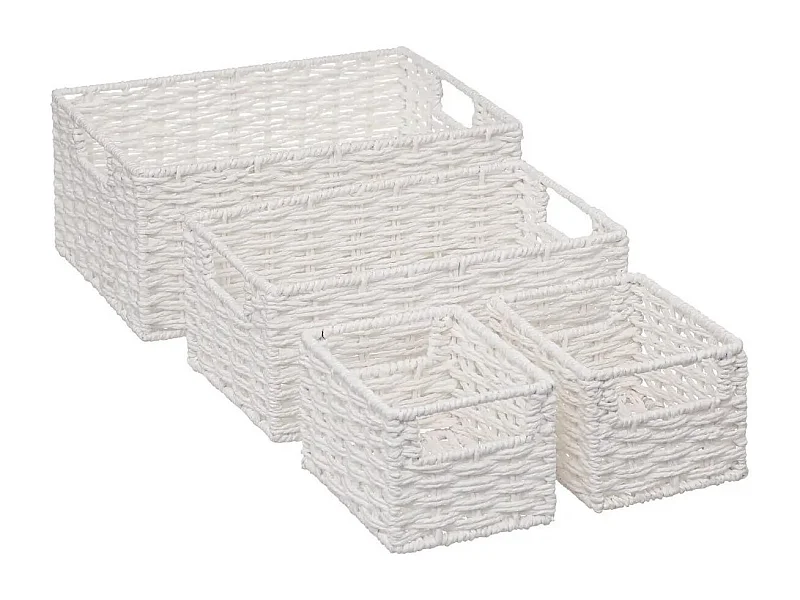 Lot de 4 Paniers de Rangement "Costa" 32cm Blanc