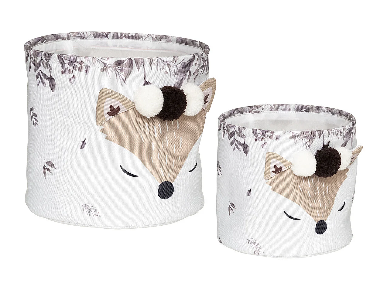 Lot de 2 Paniers Déco Enfant "Renard" 30cm Blanc