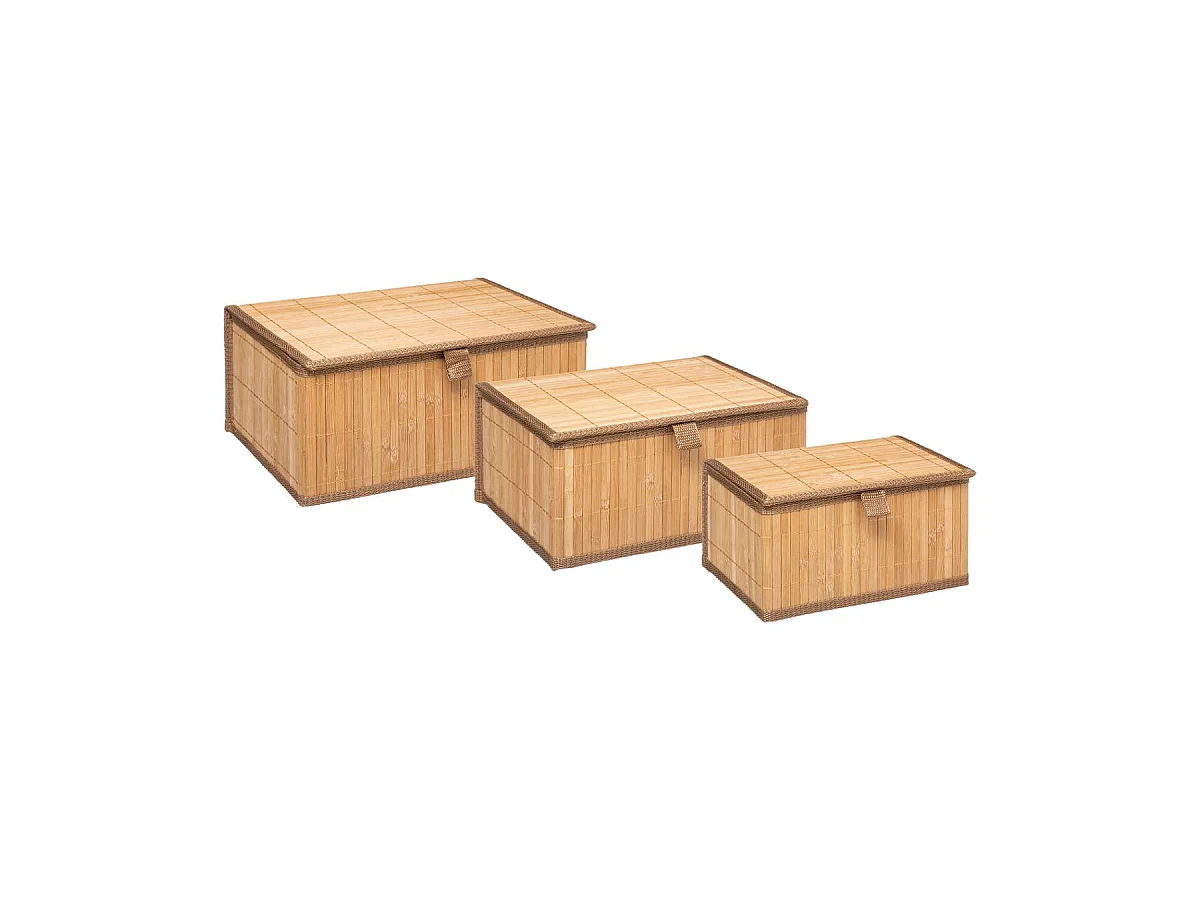 Set aus 3 Aufbewahrungsboxen aus Bambus 32,8 x 25,5 x 16 cm