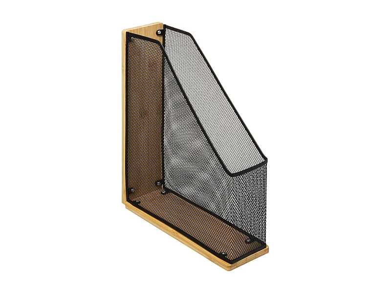 Range-Revues "Métal & Bambou" 33cm Noir