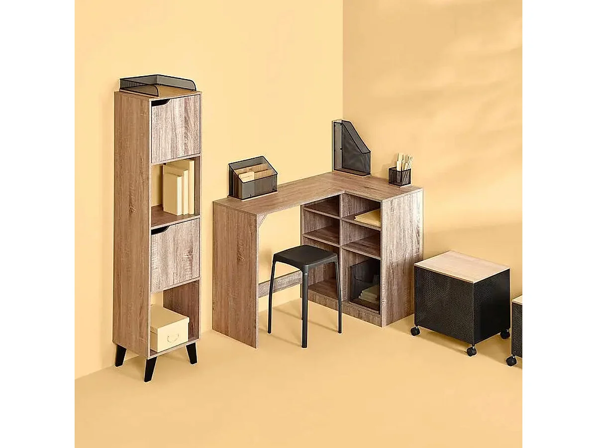 Range-Revues "Métal & Bambou" 33cm Noir