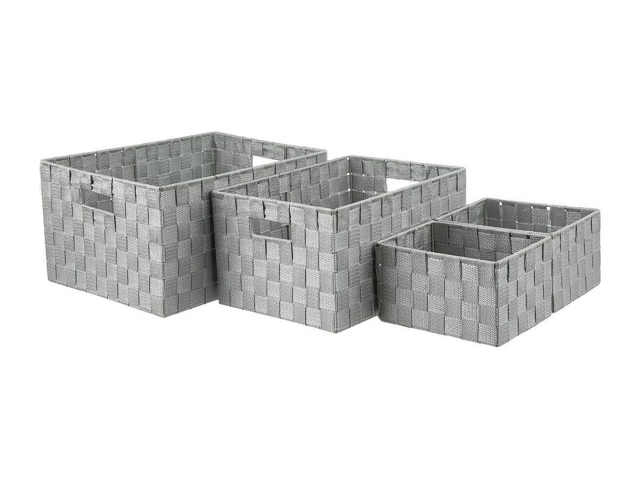 Lot de 4 Paniers de Rangement "Déco" 38cm Gris