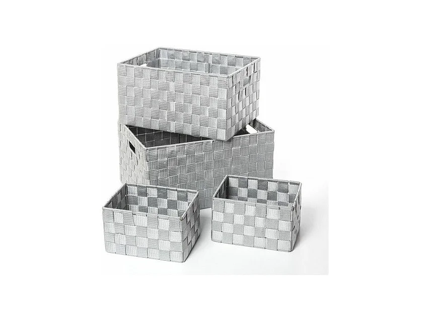 Lot de 4 Paniers de Rangement "Déco" 38cm Gris