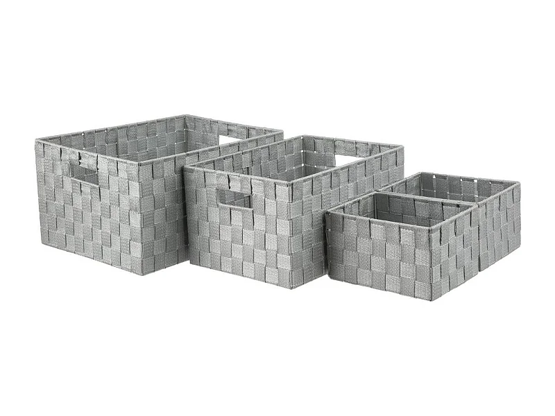 Lot de 4 Paniers de Rangement "Déco" 38cm Gris