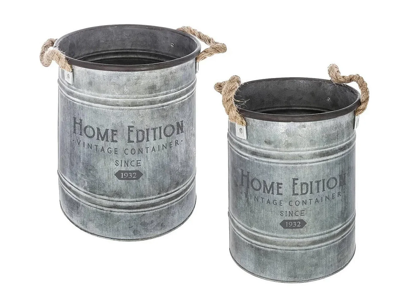 Lot de 2 Seaux en Métal "Spring Garden" 25cm Gris