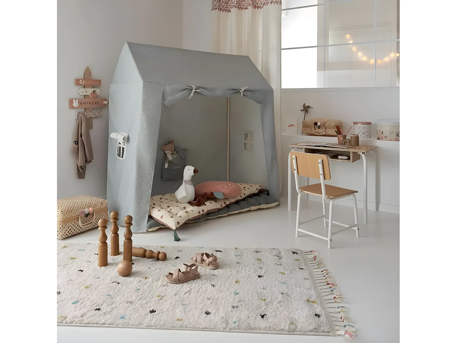 Lot de 2 Valises Déco "Campagne" 38cm Beige