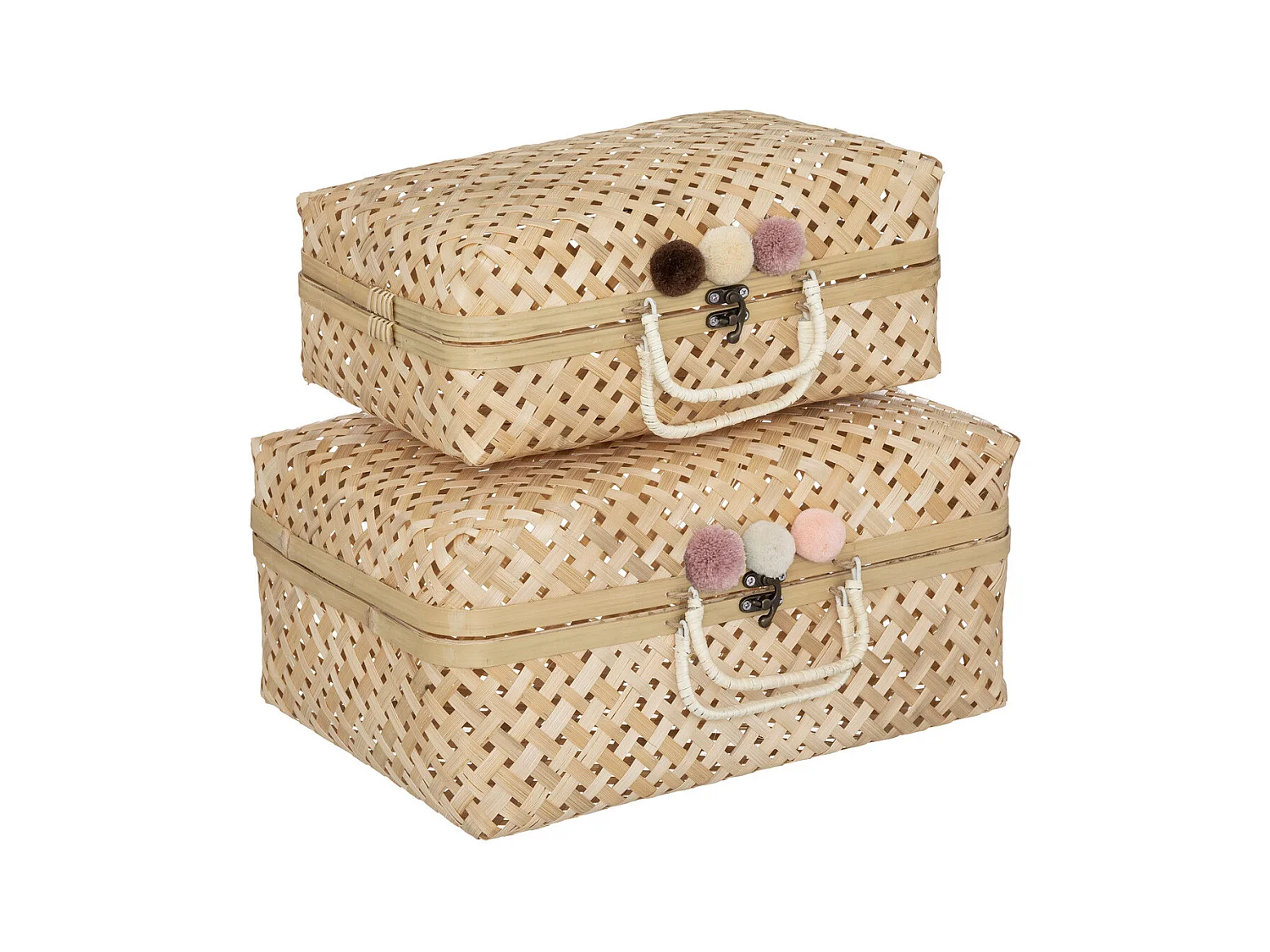 Lot de 2 Valises Déco "Campagne" 38cm Beige